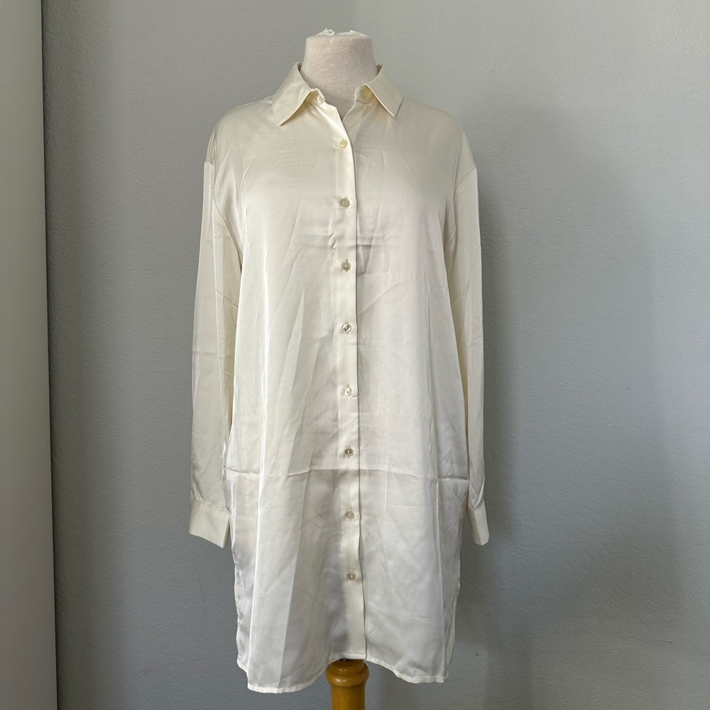 Como Blu shirt/dress satin buttton Down